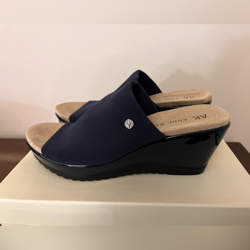 Anne Klein Navy Slide Wedges